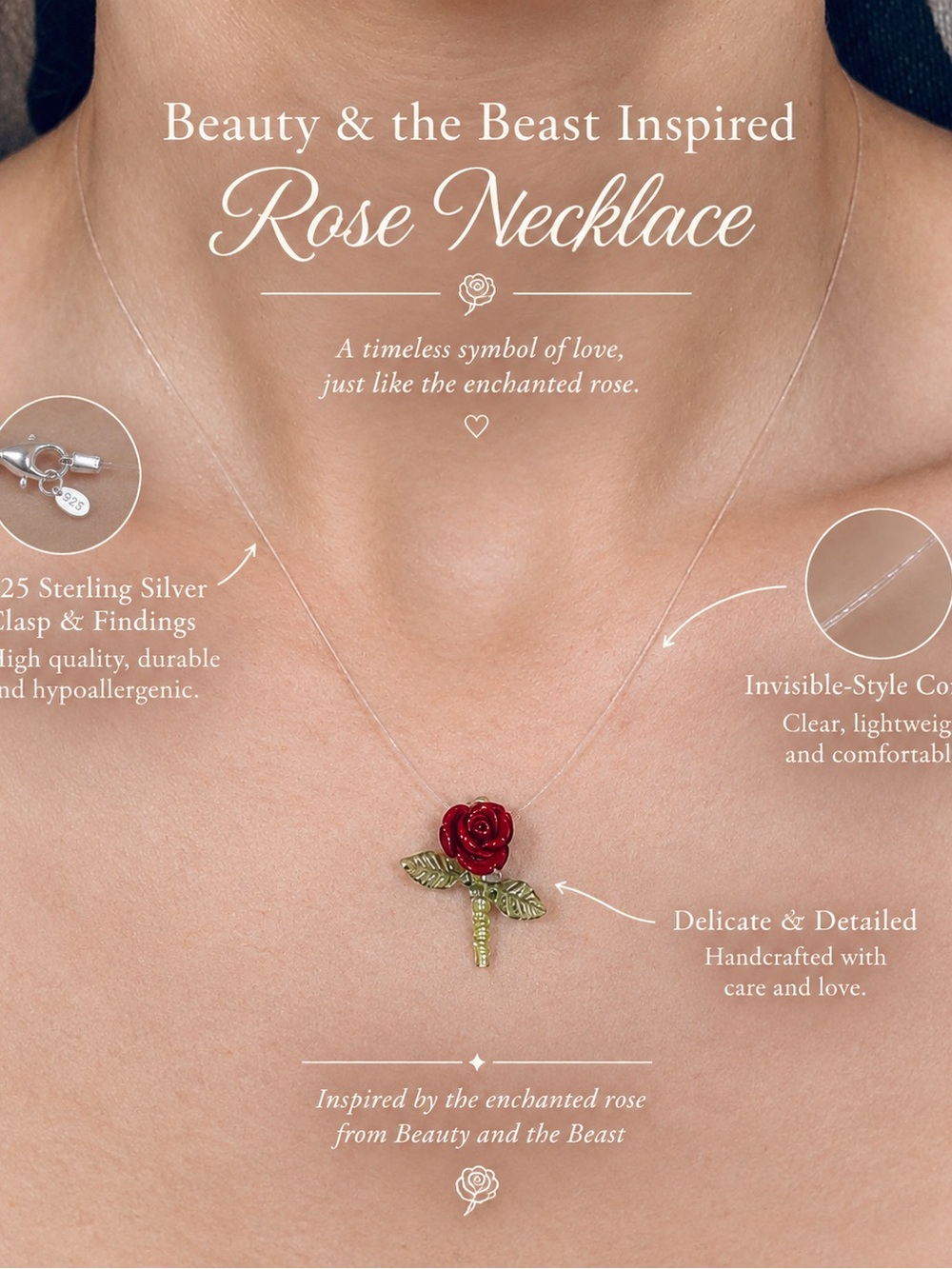 Enchanted rose feom Beauty and Best🌹 Pendant Necklace